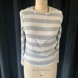 White and Grey Stripe Top
